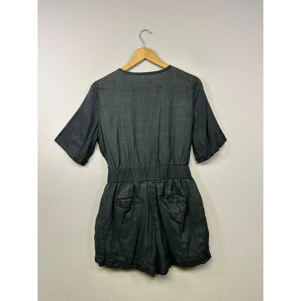 Minimalist Banana Republic Womens 10 Petite Dark Gray Ramie Utility Romper
